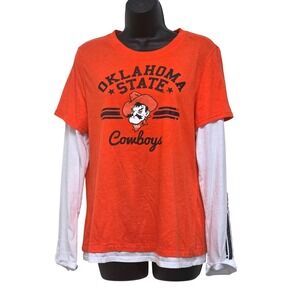 Oklahoma State Cowboys Womens XL‎ Layered Look T-Shirt Orange White OSU